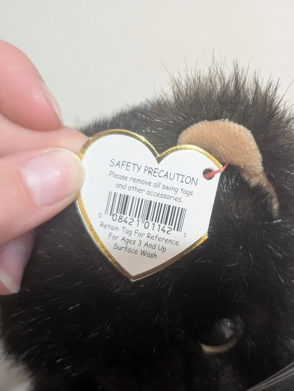 Ty Black Plush Kitten with Tan Accents